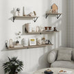 Floating Shelves, 8 Inch Deep Rustic Wood Wall Storage, 24W x 8D Wall Shelves Set of 2, Heavy Duty Metal Brackets, Industrial Book Shelf for Living Room, Kitchen, Bathroom, Bedroom, Grey