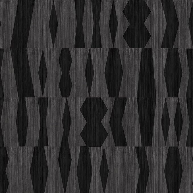 Timeet Peel and Stick Wallpaper Black Wallpaper Modern Black Contact Paper Self-Adhesive Geometric Removable Wall Paper for Living Room Bedroom Wall Decor Vinyl 17.7 