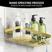 Moforoco 3-Pack Shower Caddy Basket Shelf with Soap Holder, No Drilling Traceless Adhesive Shower Wall Shelves, Rustproof Gold Bathroom Shower Storage Organizer
