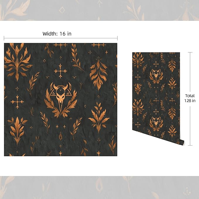 FLFK Dark Gray Wallpaper Peel and Stick Copper Totem 16