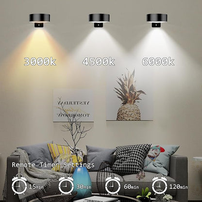 Wireless Magnetic Picture Lights LED Mural Light Rechargeable Battery-Powered Wall Frame Lights with 3 Lighting Modes, Remote Control, and Timer 3Pack Gold