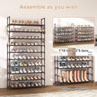 VTRIN 10 Tiers Shoe Rack Tall Large Capacity Wide Shoe Organizer Sturdy Shoe Shelf for Entryway with Two Hooks Metal Shoe Storage for Closet, Bedroom, Brown