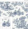 NextWall Chateau Toile Peel and Stick Wallpaper (Navy Blue)