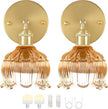 Vintage Battery Wall Sconce with Flower lampshade,Rechargeable Battery Powered Wall Lights,Wall lamp with 15 Colors for Bedroom Living Room Home Decor (Flower Amber, 2 Light Battery Operated)