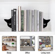 Bookends Metal Cat Book Ends, 1 Pairs Cute Bookends for Shelves Decorative for Home Office Desk Bookshelf Decor (Black, Half-face)