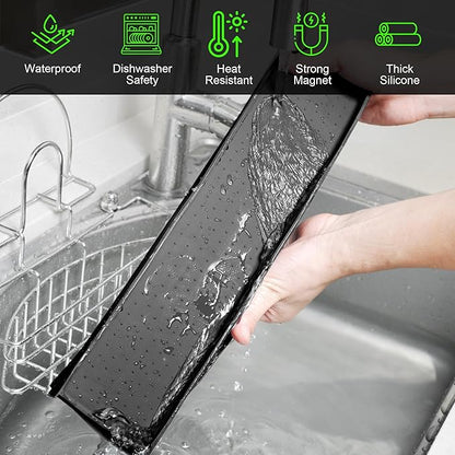 Mofason Silicone Magnetic Stove Top Shelf 30 Inch, Kitchen Over Stove Oven Shelf, Magnetic Spice Rack Organizer, Non-Slip Above Stovetop Tray for Back of Stove -Black