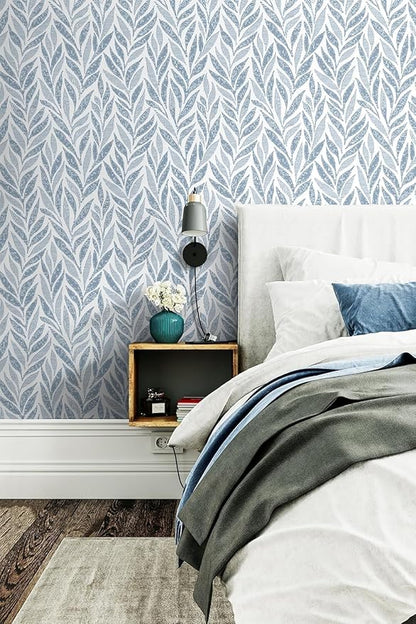 Safiyya 787"x17.3" Blue Peel and Stick Wallpaper Boho Contact Paper Modern Stick on Wallpaper for Bathroom Adhesive Kitchen Wall Paper Vinyl Rolls