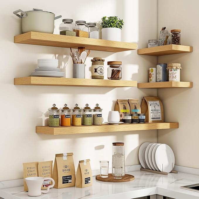 40 Inch Floating Shelves, 3D Textured Wood Grain, 40