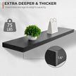 Fun Memories Floating Shelves - 9.3 Inch Deep Wall Shelf for Decor & Storage - Wall Mounted Display Shelving with Invisible Heavy-Duty Metal Bracket - 48
