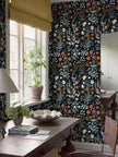 Floral Peel and Stick Wallpaper Vintage Wallpaper Dark Blue Wall Paper Wildflower Contact Paper for Cabinets Vinyl Renter Friendly Waterproof Self-Adhesive Bathroom Kitchen Bedroom 393