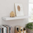 fuqing White Floating Shelves for Wall - 24 Inch Wide x 6.7 Inch Deep Solid Wood Shelves Set of 2 - White Wood Ledge Shelf for Bedroom Bathroom Living Room Kitchen