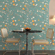 Green Floral Wallpaper Peel and Stick, Birds & Orange Fruits Contact Paper 17.5