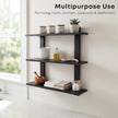 PHOENANCEE 3 Tier Floating Shelves,Long Wall Shelf,Over The Toilet Shelves Bathroom Hanging Display Storage Rustic for Living Room Bedroom Kitchen Office Coffee Bar Decor Decorative,24 Inch