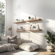 Light Wood Floating Shelves for Wall Rustic Wall Shelf for Bedroom Living Room Set of 6
