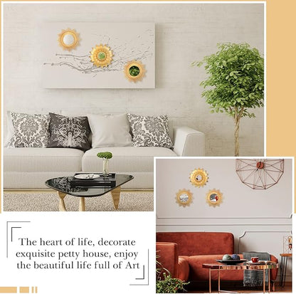 Jetec 4 Pcs Big Sunburst Wall Mirror Gold Vintage Mirror Set for Wall Metal Hanging Round Decorative Mirrors Accessories Modern Present for Living Room Bedroom Entryway Home Decor 10 Inch
