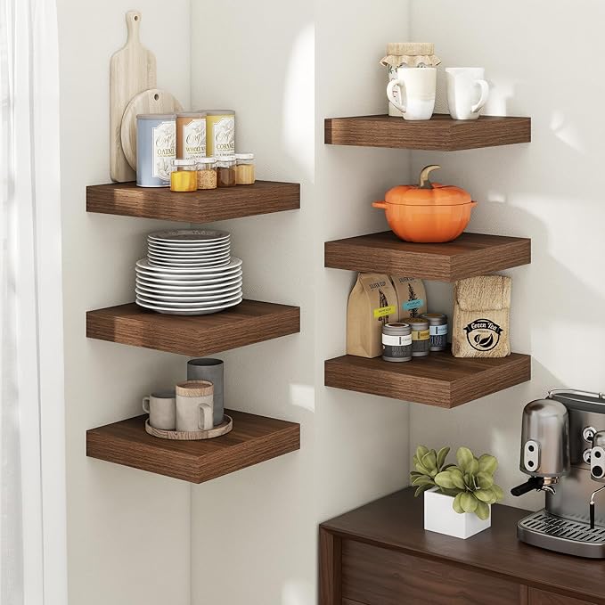 12 Inch Square Floating Shelves for Wall 2 Pack, 12