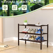 3 Tier Bamboo Shoe Rack for Closet Free Standing Wood Shoe Shelf for Entryway Small Space Stackable 27