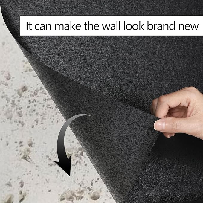 Black Contact Paper Solid Black Peel and Stick Wallpaper 17.3"x200" Matte Self Adhesive Waterproof Vinyl Roll for Bathroom Kitchen Backsplash Cabinets Shelf Liners Drawers
