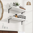 Fun Memories Deep Floating Shelves, 24W x 8D Floating Shelves Set of 2, Wall Mounted Shelf with Metal Brackets, Rustic Wood Wall Shelf for Bathroom, Kitchen and Living Room, White