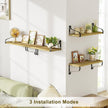 Love-KANKEI Floating Shelves for Wall Set of 4, 15.7 Inch Wood Wall Shelves with Bracket, Rustic Hanging Shelves for Bathroom, Bedroom, Kitchen, Living Room,Office Display Carbonized Black