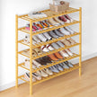 Smiry Bamboo Shoe Rack for Closet, 6 Tier Long Wooden Stackable Shoe Organizer, Free Standing Shoes Storage Shelf for Entryway, Front Door Entrance, Natural