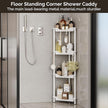 Orimade Rustproof 4 Tier Floor Standing Corner Shower Caddy Organizer, Plastic Metal Splicing Floor Corner Shelf Rack Storage Stands for Bathroom, Marble