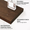 Marsmiles Solid Wood Floating Shelves for Wall, 24”W x 9”D x 1.56”H Large Wall Shelves for Living Room Bedroom Bathroom Kitchen Drcor Storage with Invisible Heavy-Duty Metal Bracket, Walnut, Set of 2