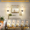 Battery Operated Wall Sconce Set of 2, Black Rechargeable Wireless Wall Light Fixture with Remote, 12 RGB Colors & Timer, Indoor Dimmable Wall Lamp with Linen Shade