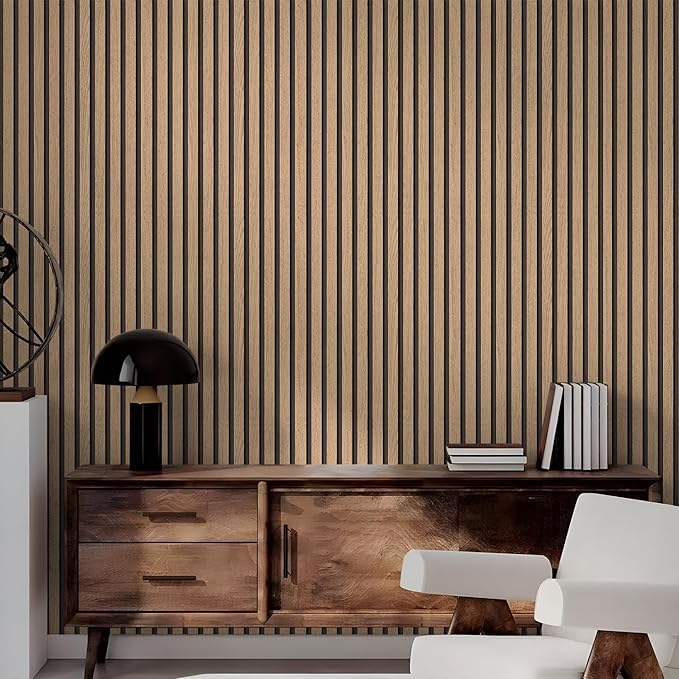 Wallpaper Peel and Stick Wood Grating Stripe Self-Adhesive Wallpaper Faux Wood Contact Paper Wood Slats Self Adhesive Wall Paper PVC Vinyl Film Removable Waterproof 17.3" x 236"