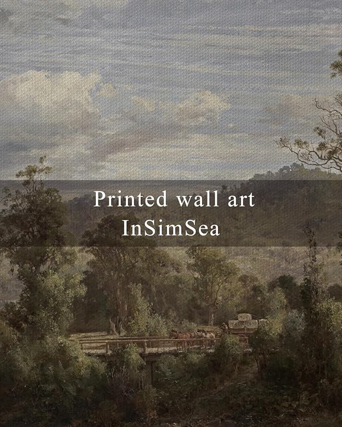InSimSea Framed Canvas Wall Art Vintage Decor, Nature Landscape Paintings Artwork, Large Prints, Vintage Farmhouse Decor, Retro Wall Decoration for Bedroom Living Room Bathroom, 20