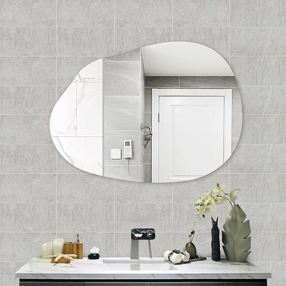 CULER Irregular Bathroom Wall Mirror,22 x 30 Inch Asymmetrical Frameless Vanity Modern Tempered Glass Mirror for Bedroom,Living Room,Entryway