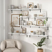 Fun Memories Deep Floating Shelves, 36W x 8D Floating Shelves Set of 2, Wall Mounted Shelf with Metal Brackets, Rustic Wood Wall Shelf for Bathroom, Kitchen and Living Room, White