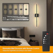 Battery Operated Wall Sconce Single, Black Gold Rechargeable Wall Sconce with Remote, Dimmable Sconce Wall Light, 24 Inch LED Wireless Wall Light for Background Wall, Bedroom,Living Room
