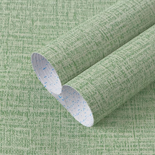 Guvana Grasscloth Peel and Stick Wallpaper Green Textured Contact Paper Modern Removable Self Adhesive Wall Paper Thicken Fabric Faux Linen Wallpaper for Bathroom Kitchen Countertop 197inx15.7in