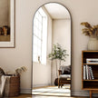 24x68 Arched Full Length Mirror Floor Mirrors with Aluminum Alloy Frame Free-Standing Wall Mounted Floor Mirrors or Large Dressing Mirror, Black Mirror Full Length