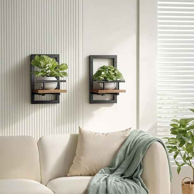Floating Shelves for Wall, Plant Shelf Indoor, Wall Planters for Indoor Floating Plant Shelves for Bedroom, Living Room, Kitchen, Office, Bathroom Decor (2 Pack)