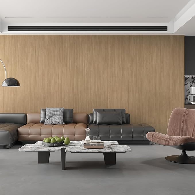 Large Size 48"x197" Extra Wide Big Roll Brown Peel and Stick Wallpaper Self Adhesive Wallpapers Thicken Wall Sticker Faux Wood Contact Paper Removable Waterproof Wood Vinyl Wrap for Kitchen Cabinets