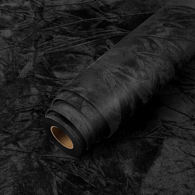 LACHEERY Velvet Wallpaper Black Velvet Peel and Stick Wallpaper 15.8
