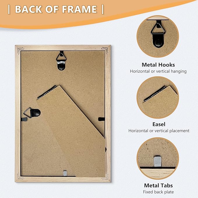 5x7 Picture Frame, OAK Wood Photo Frame with Perspex Glass for Vertical or Horizontal Tabletop Wall Display for Photos, Paintings, Posters, Artwork, Birthday Christmas Gift, Set of 4
