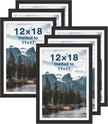 FrameWorks 12x18 mat to 11x17 Classic Wooden Picture Frames Tempered Glass/Black / 6-Pack