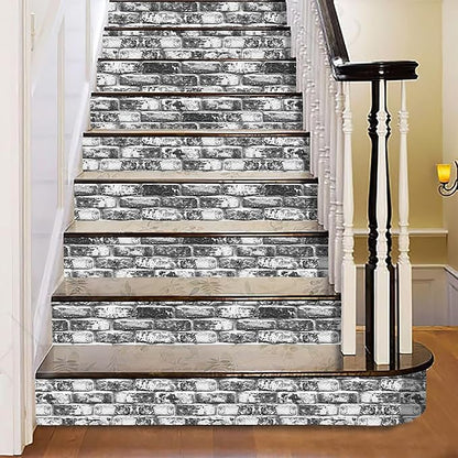 Yancorp 32.8ft Brick Wallpaper Peel and Stick Contact Paper Waterproof Self-Adhesive Eeasy Peel Off Wallpaper White Grey