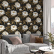 Peony Floral Wallpaper Peel and Stick Gold Leaf Contact Paper Modern Floral Wallpaper Self Adhesive Waterproof Boho Botanical Wall Paper for Room Shelves Cabinet Drawer Table Decor 17.5