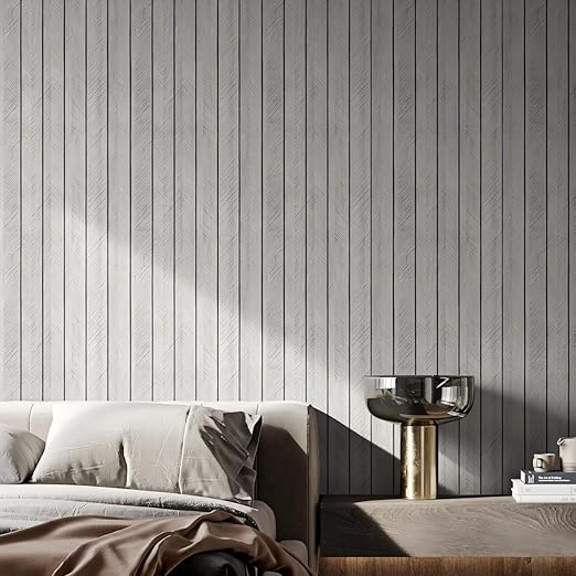 Thick Wood Slat Wall Panels, Modern 3D Peel and Stick, 15.75