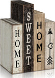 4 Pcs Farmhouse Table Decor Wooden Books Home Sweet Home Tiered Tray Decor Rustic Wood Block Sign Housewarming Gifts Neutral Centerpiece Farmhouse Stacked Decoration for Shelf Mantle