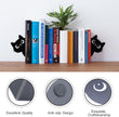 Bookends Metal Cat Book Ends, 1 Pairs Cute Bookends for Shelves Decorative for Home Office Desk Bookshelf Decor (Black, Cartoon)