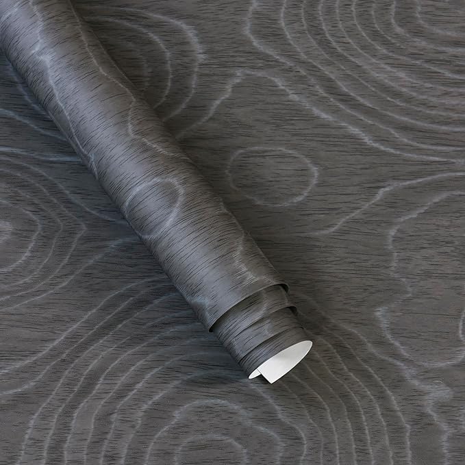 16"x118" Thickened Grey Wooden Wallpaper Textured Dark Peel and Stick Contact Paper Removable Adhesive Faux Retro Wood Vinyl Wrap Natural Wall Paper for Shelves Backsplash Background Wall