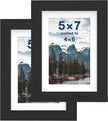 FrameWorks 2-Pack, 5x7 Matted to 4x6 Picture Frame, Black – Classic Wooden Photo Frame with Tempered Glass, Modern Matte Finish for Prints, Posters, Certificates & Wall Decor – Gallery-Ready