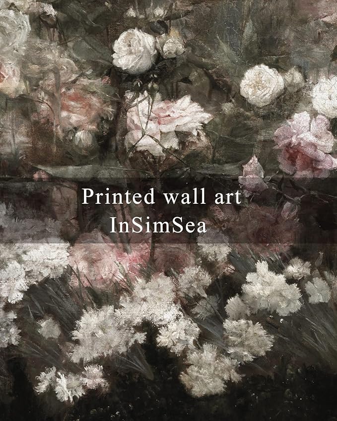 InSimSea Framed Canvas Wall Art Vintage Decor, Home Decor Garden in May Flower Large Art Aesthetic, Rustic Wall Decoration for Bedroom Living Room Bathroom, 16