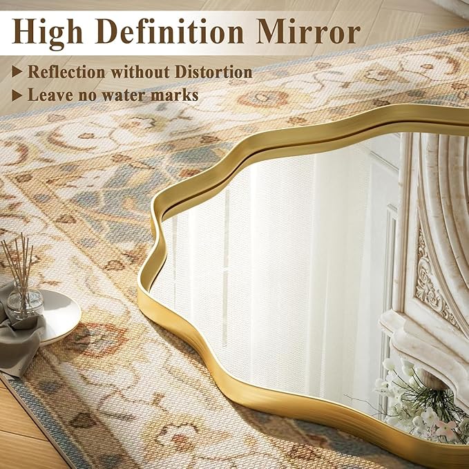 VooBang Gold Scalloped Circle Mirror, 36