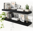 Heimlove Floating Shelves for Wall 48 Inch Long,Extra Large and Thick Wood Shelves Mounted Storage Hanging Shelf Invisible Bracket for Bedroom,Living Room,Kitchen,Office,Set of 2,Black
